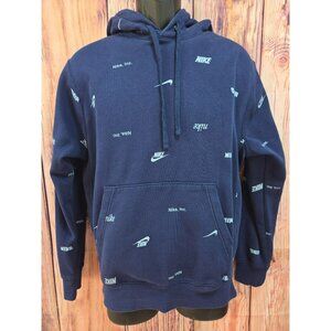 Nike Mens Navy Blue Logo Print Hoodie Small